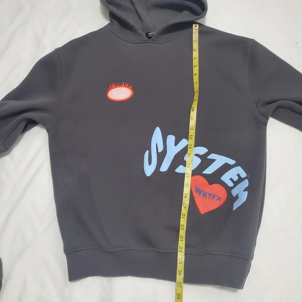 White Fox Boutique Graphic Oversized Hoodie Charcoal Women Medium - Picture 11 of 11